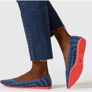 Rothy’s The Point Flats Women’s Size 9.5 Indigo Gingham Sustainable Shoes